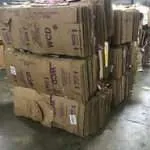 Stacked cardboard boxes in a warehouse