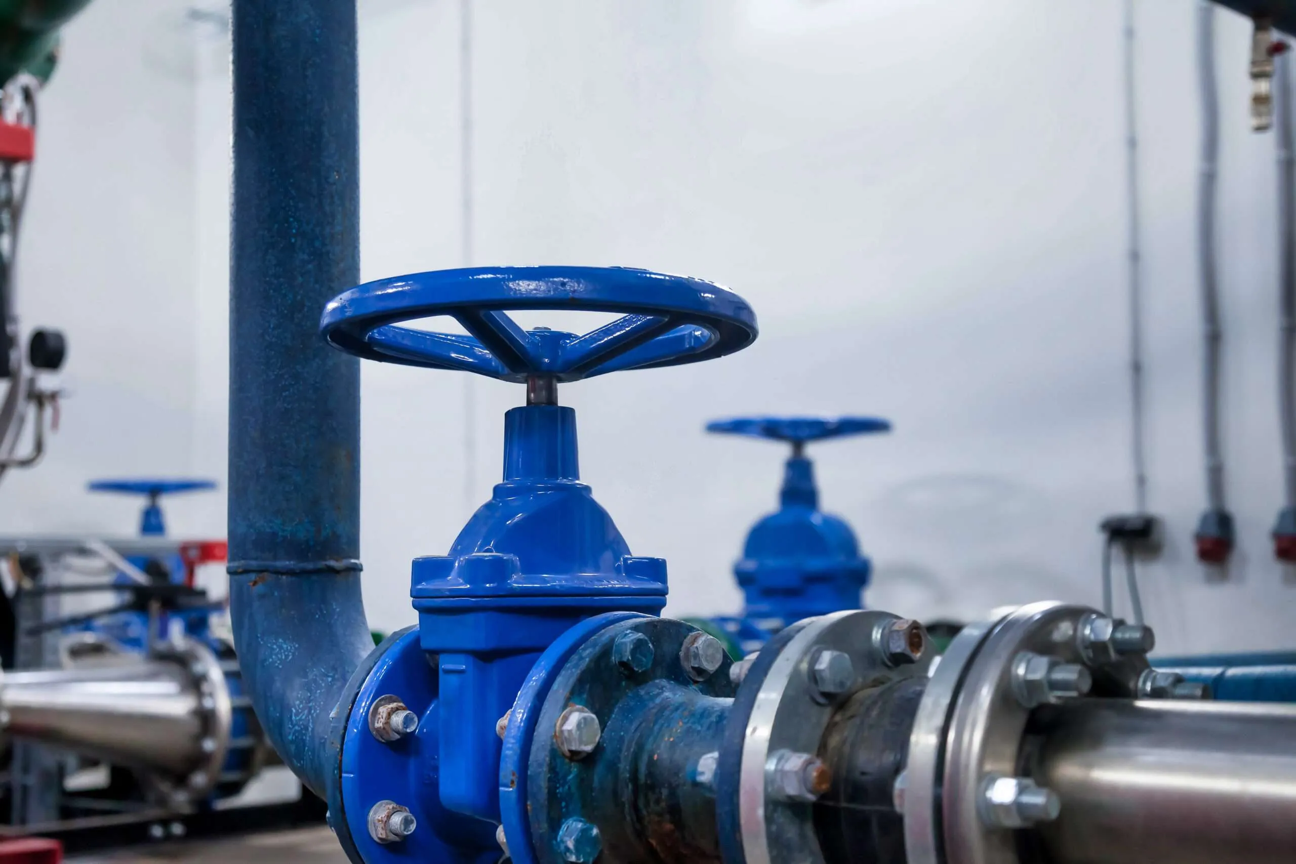 Industrial valve system in a modern facility